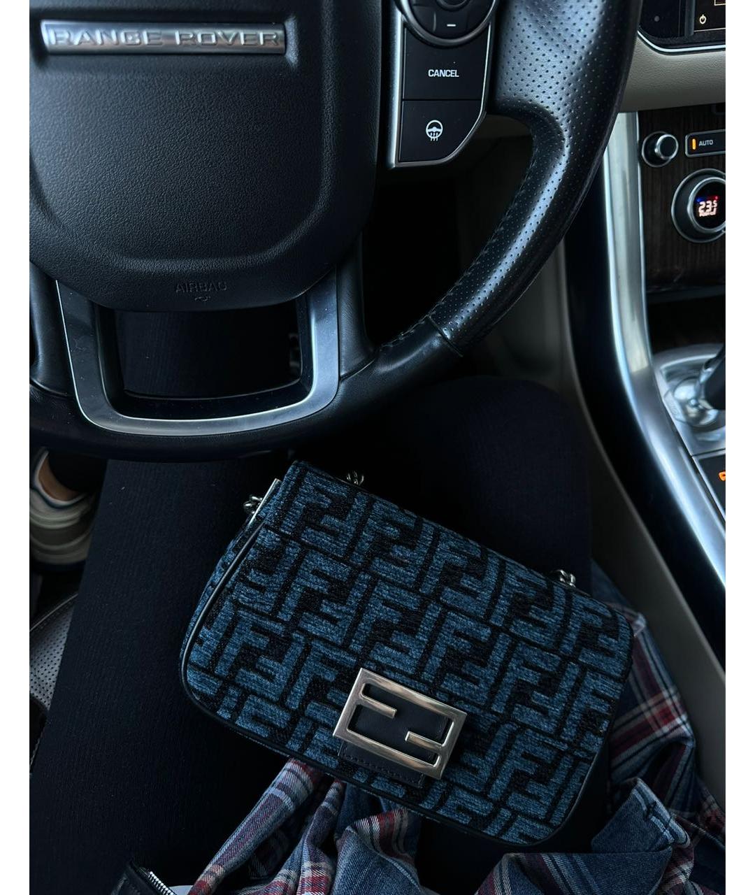 FENDI Темно-синяя тканевая сумка через плечо, фото 4