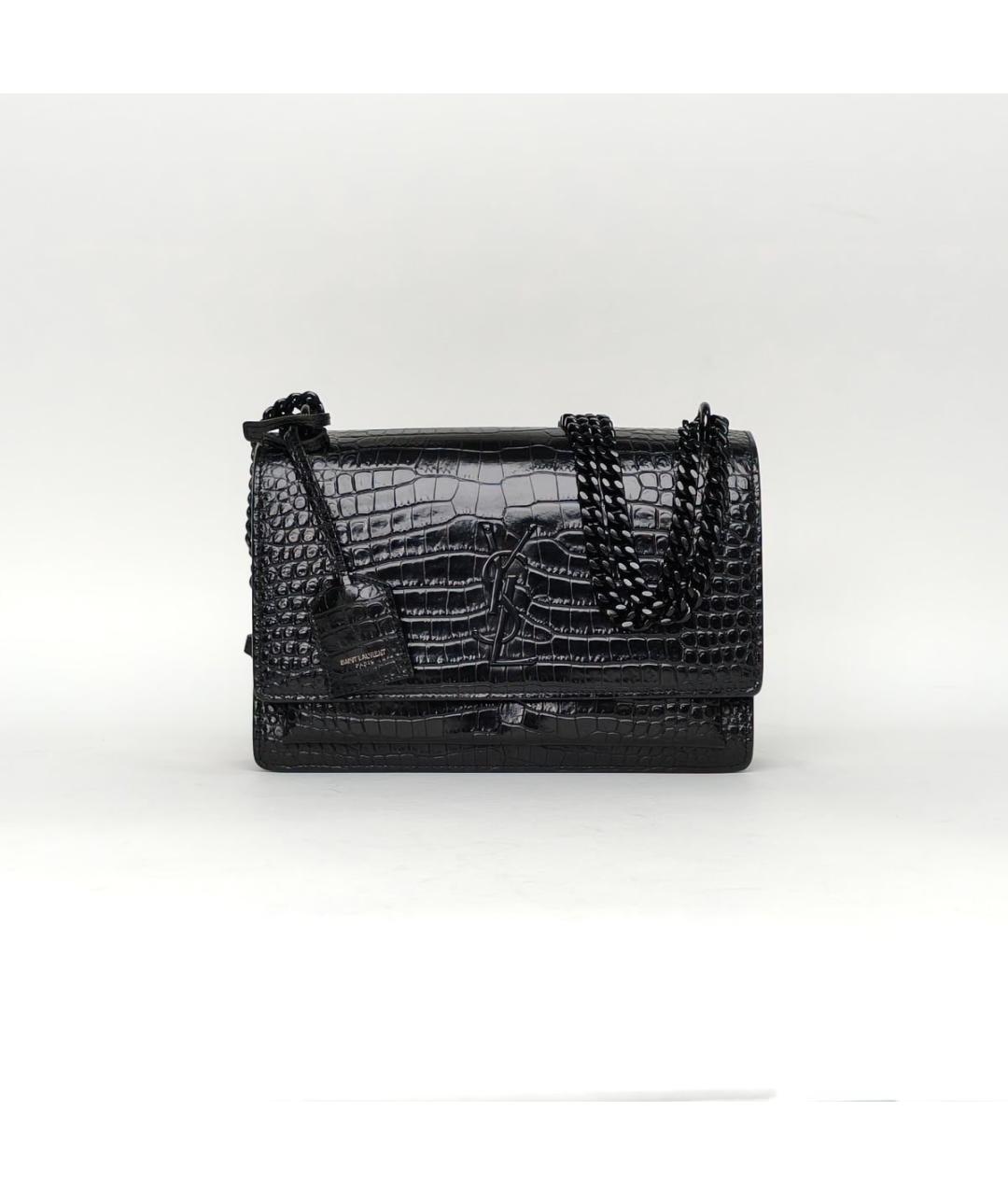 SAINT LAURENT Черная кожаная сумка через плечо, фото 2