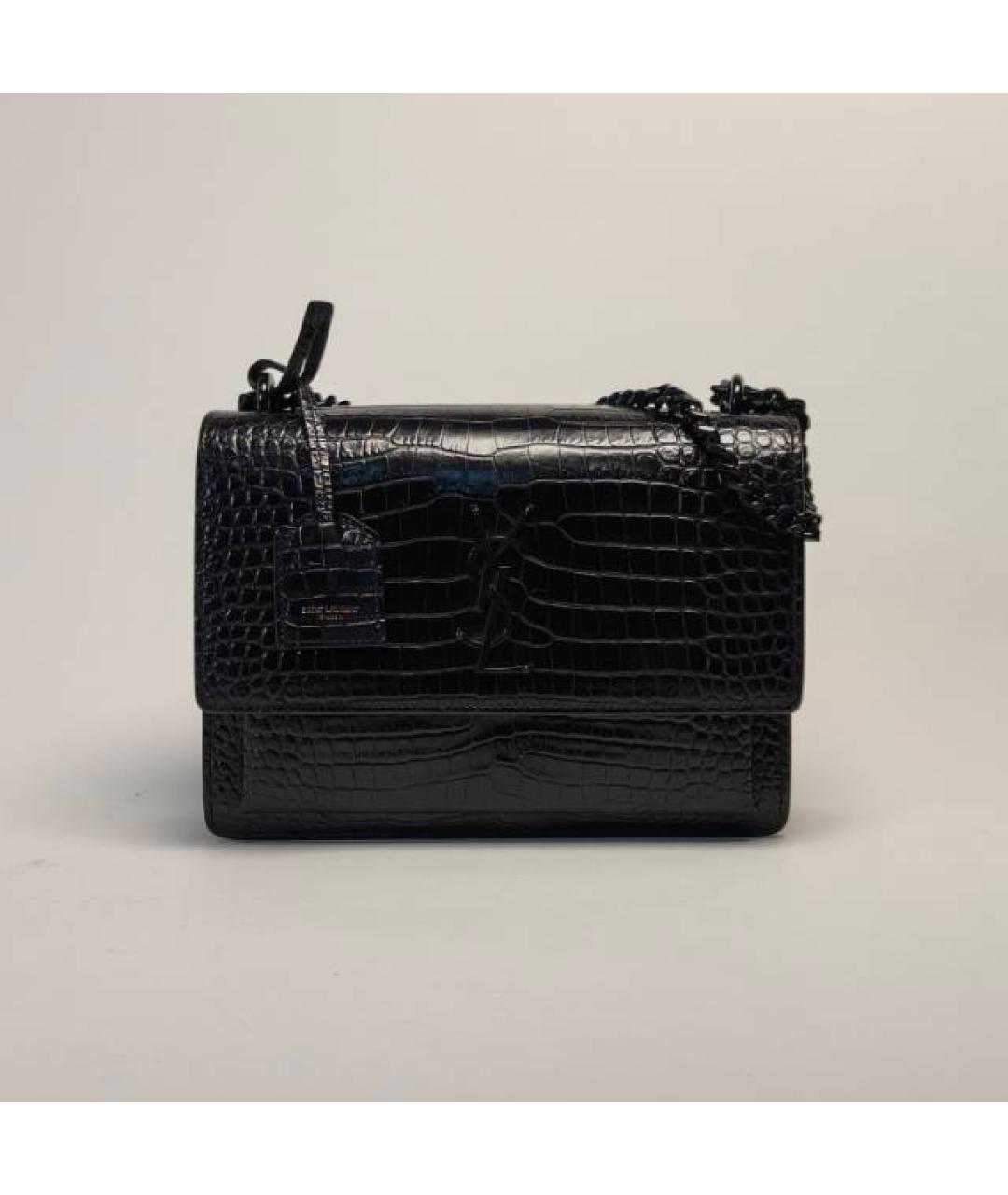 SAINT LAURENT Черная кожаная сумка через плечо, фото 9