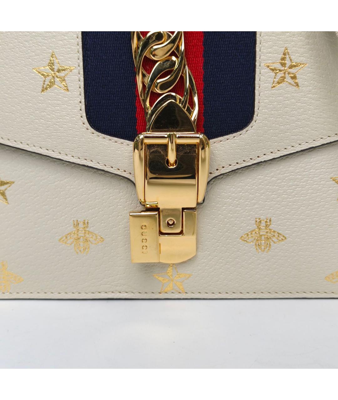 GUCCI Белая кожаная сумка через плечо, фото 7