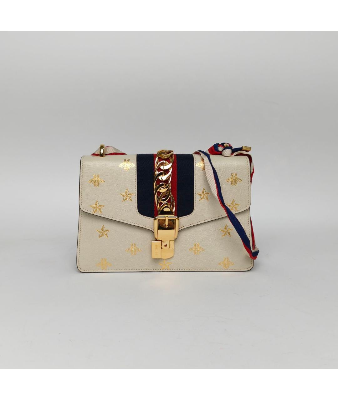 GUCCI Белая кожаная сумка через плечо, фото 2