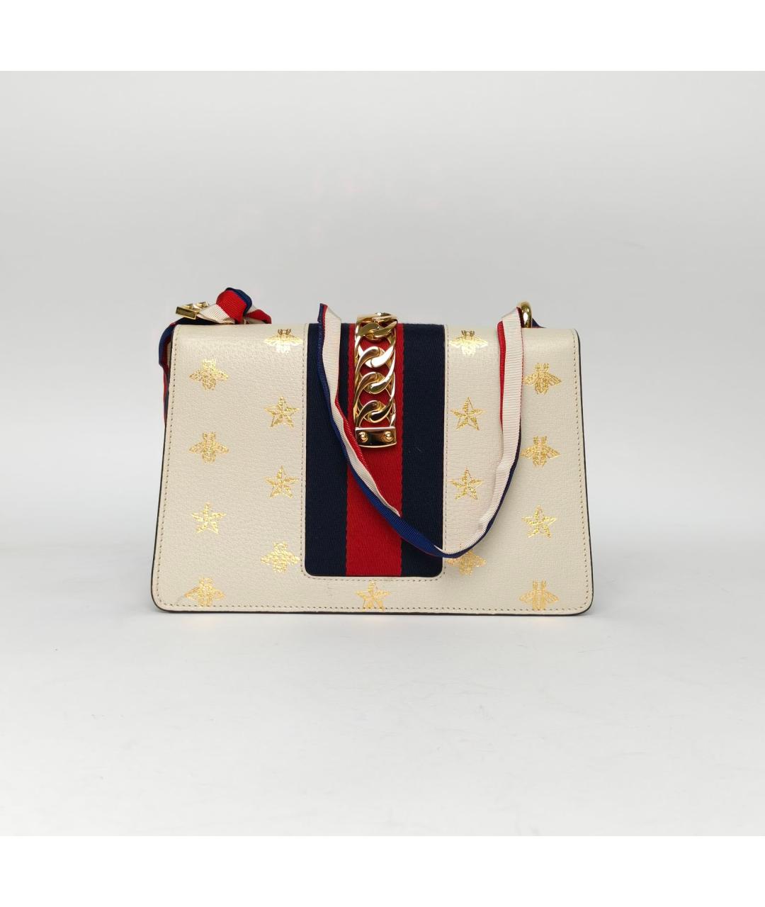 GUCCI Белая кожаная сумка через плечо, фото 4