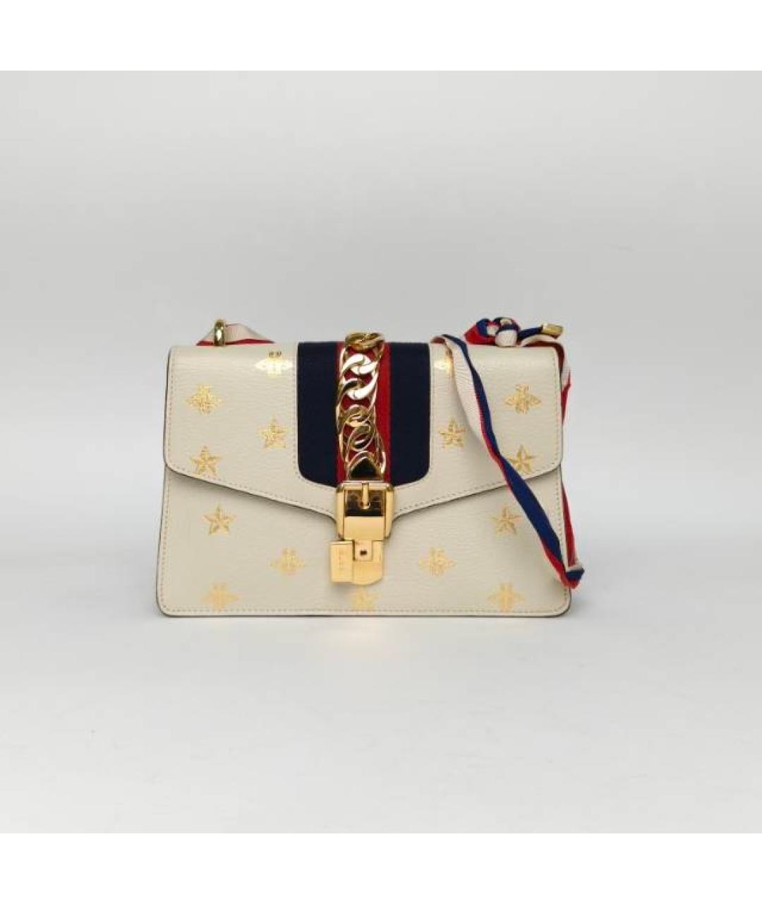 GUCCI Белая кожаная сумка через плечо, фото 9