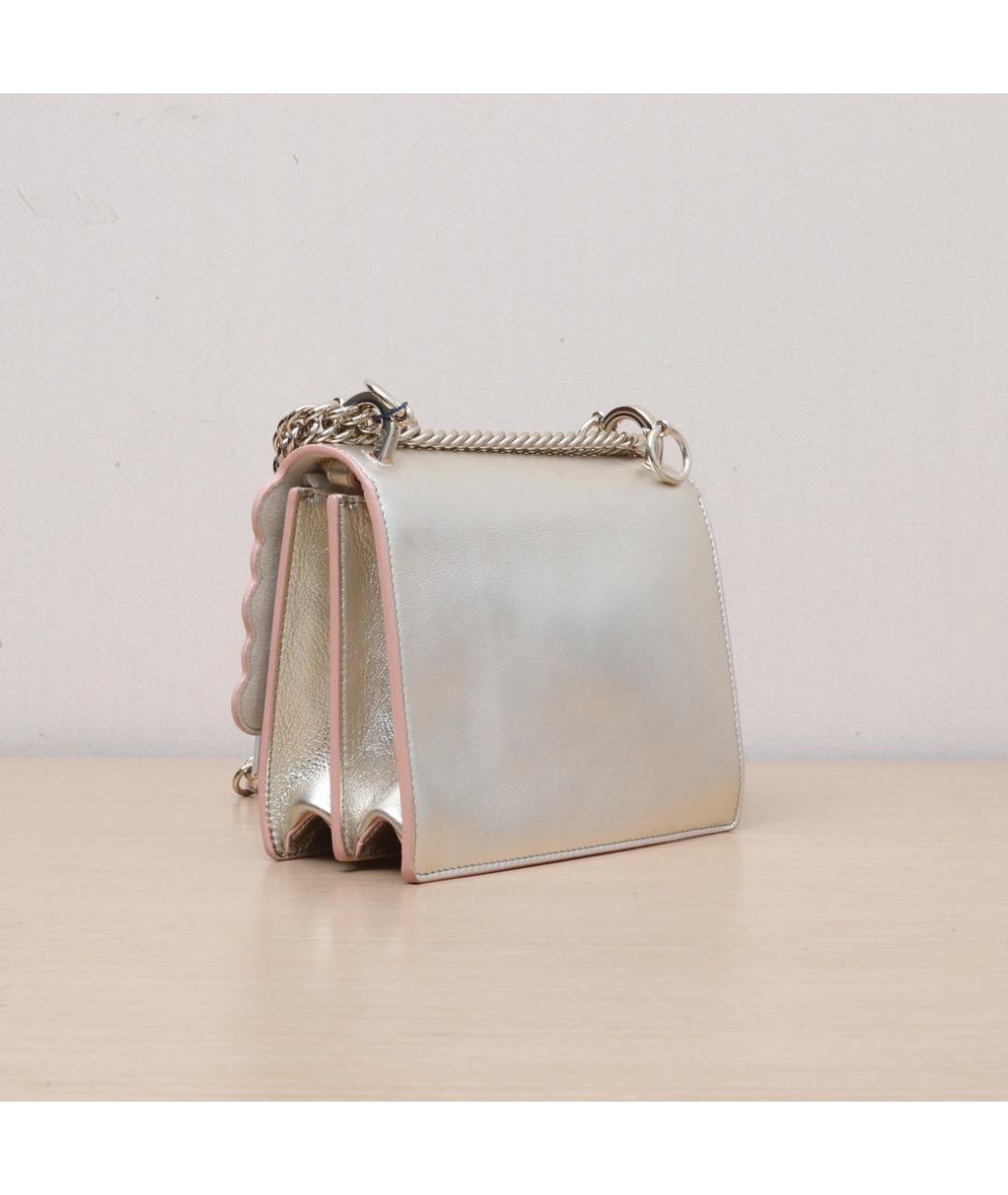 FENDI Серебряная кожаная сумка через плечо, фото 6