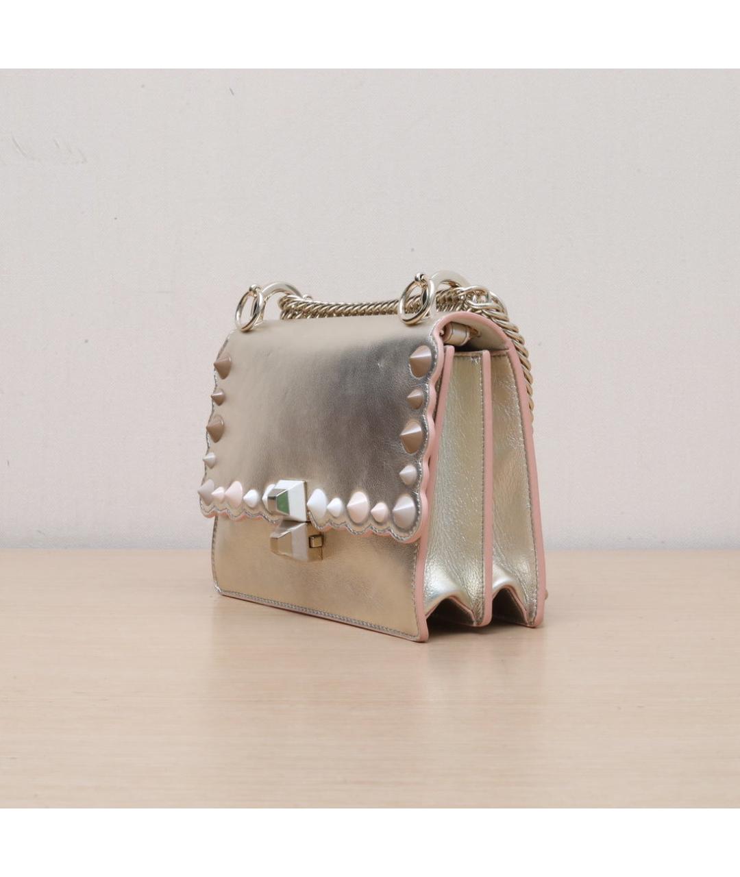 FENDI Серебряная кожаная сумка через плечо, фото 4