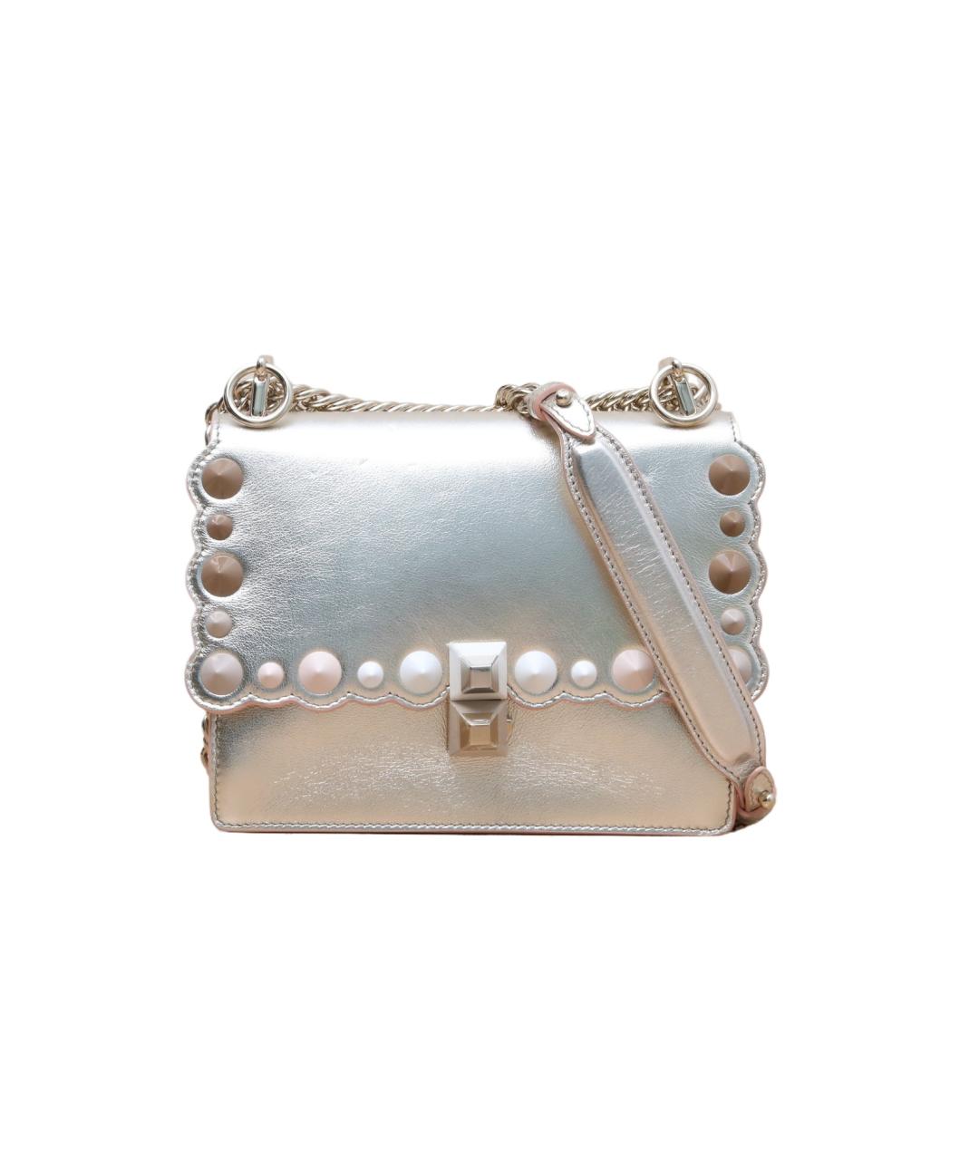 FENDI Серебряная кожаная сумка через плечо, фото 1