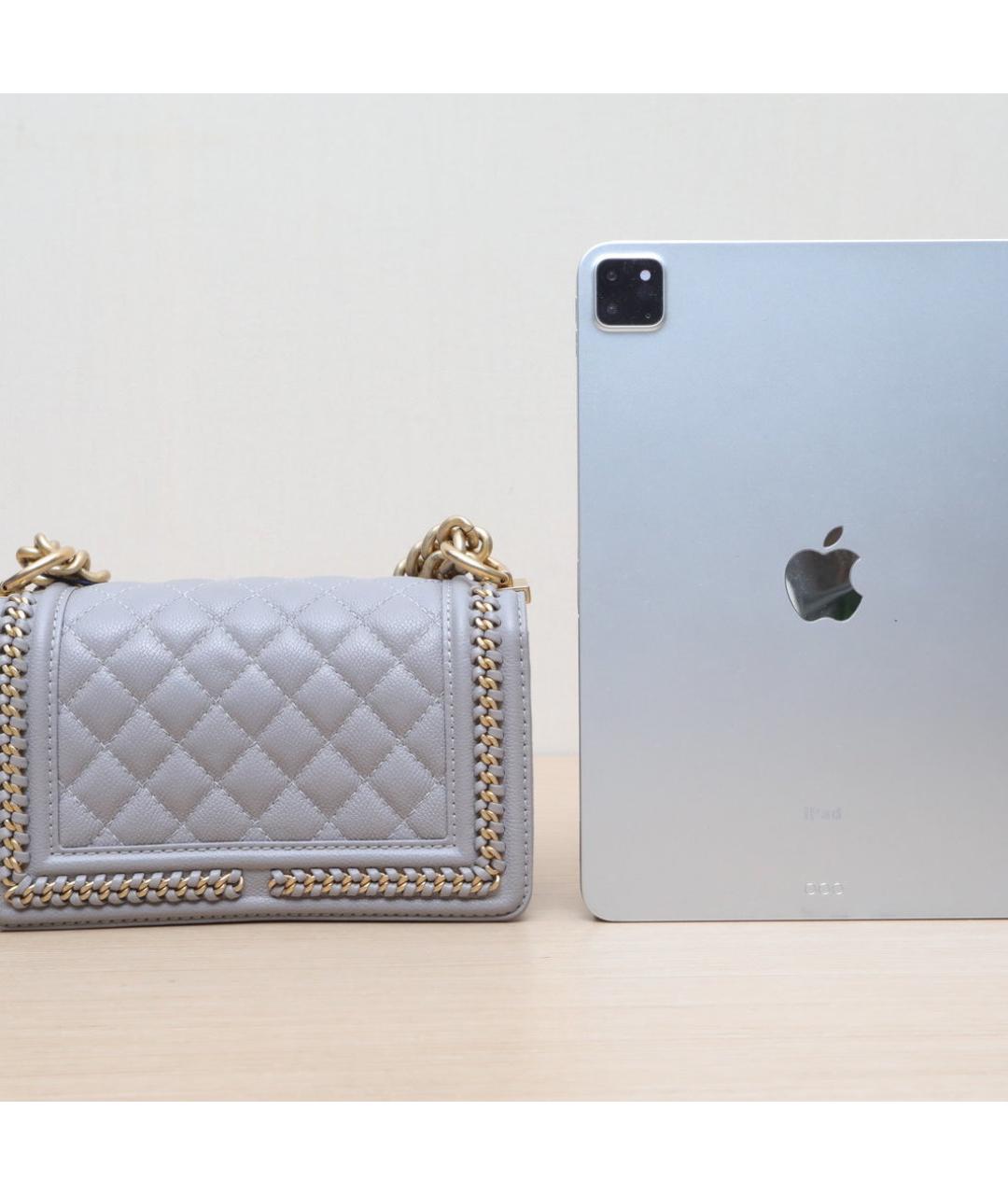 CHANEL Серая кожаная сумка через плечо, фото 6