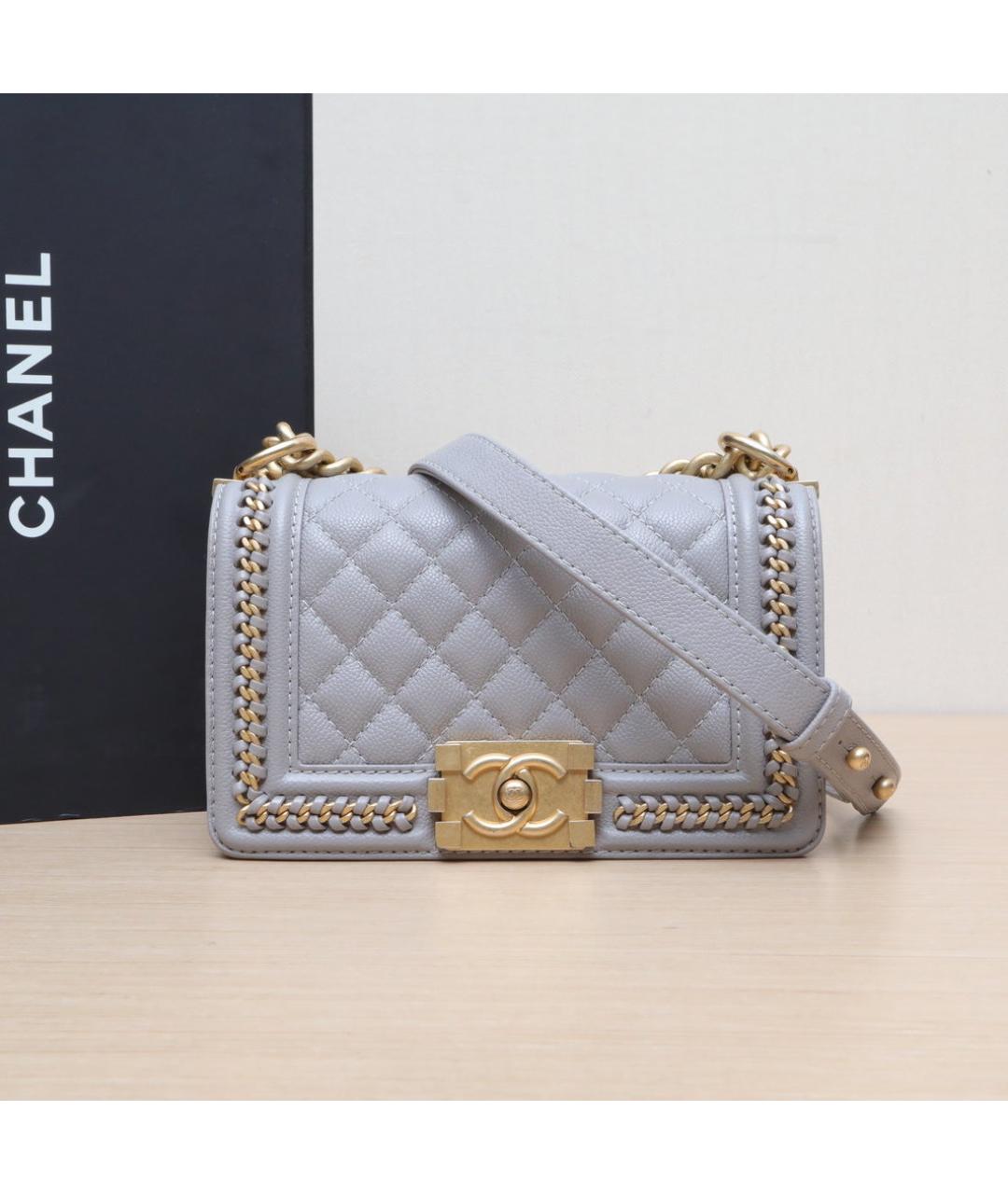 CHANEL Серая кожаная сумка через плечо, фото 2