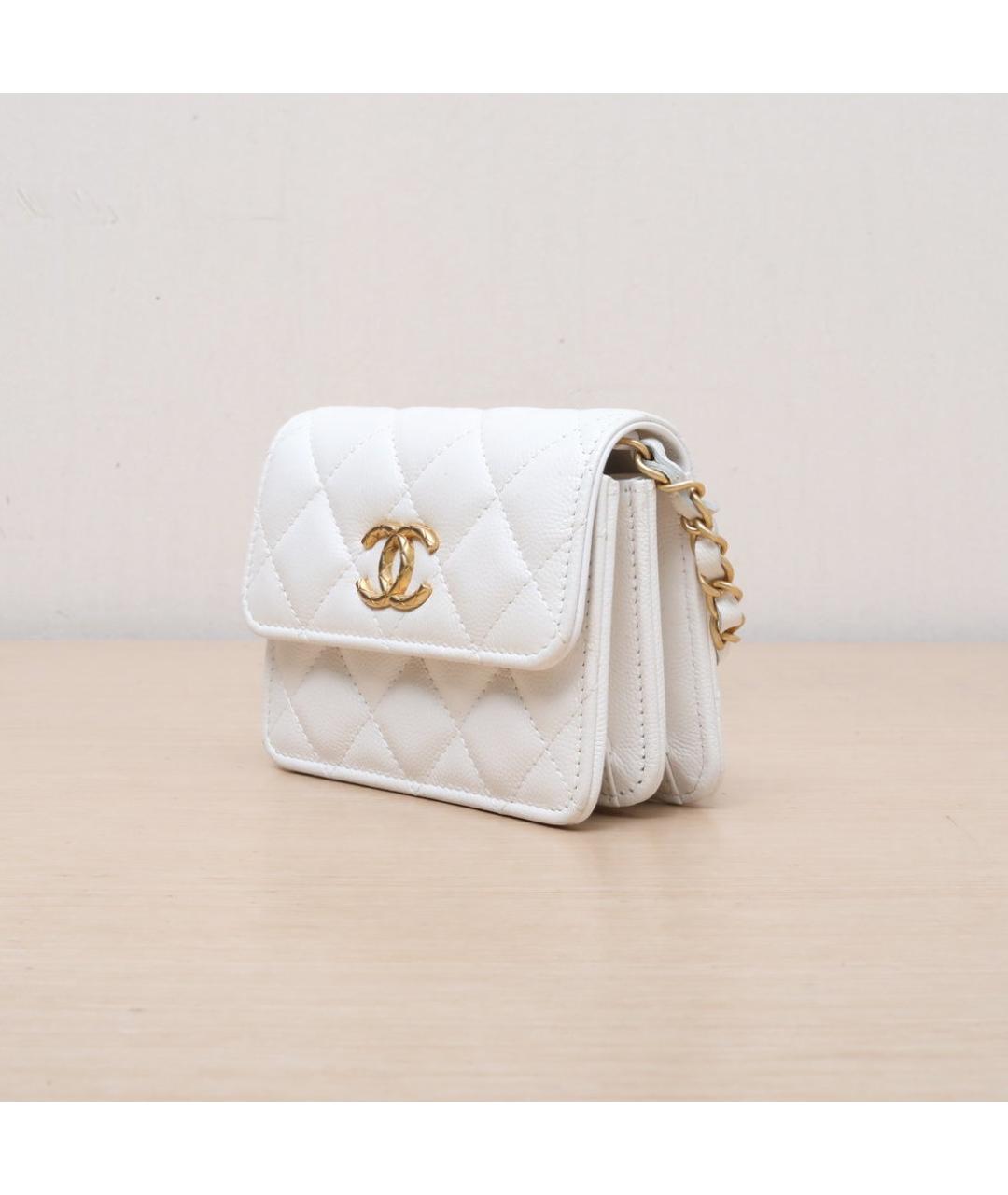 CHANEL Белая кожаная сумка через плечо, фото 4