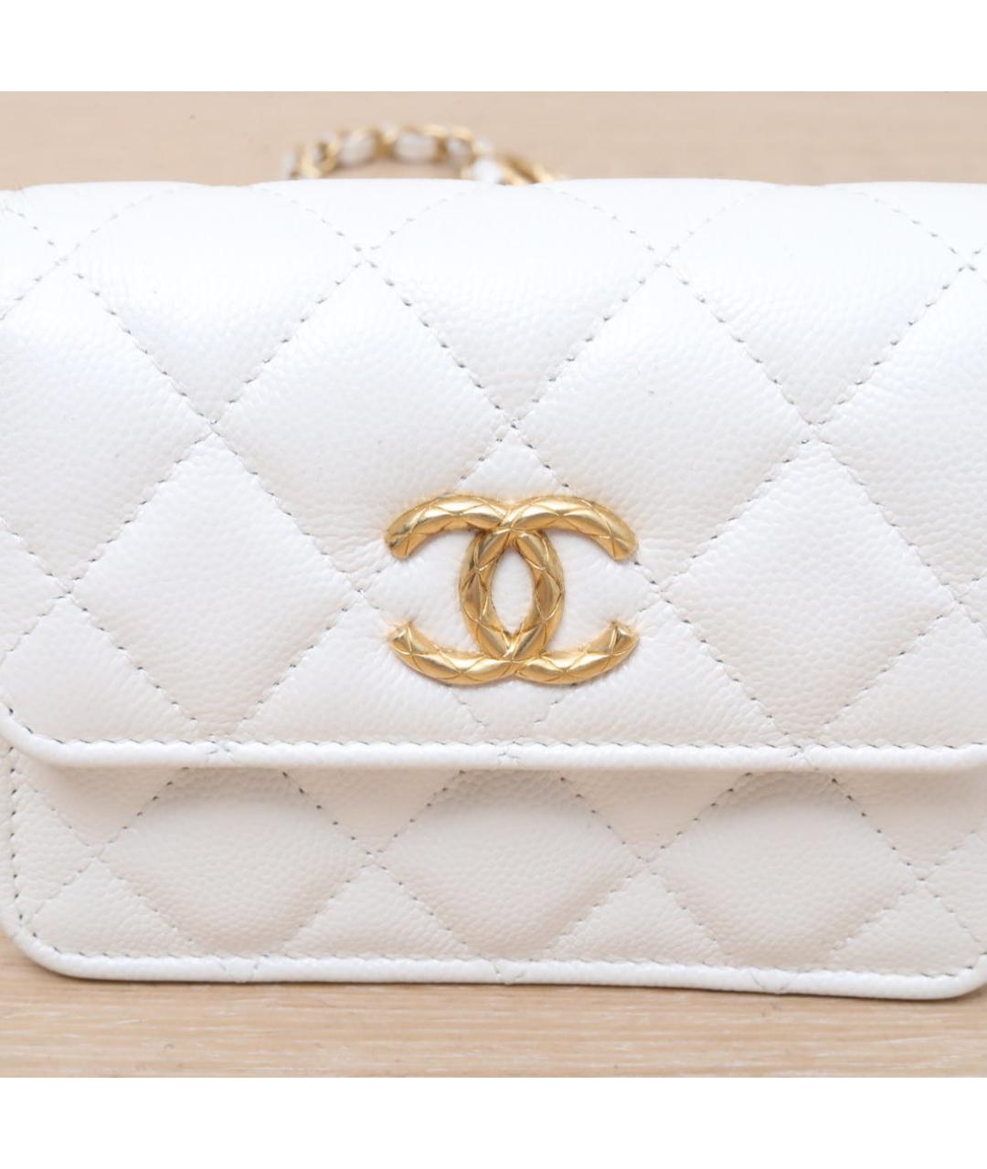 CHANEL Белая кожаная сумка через плечо, фото 8
