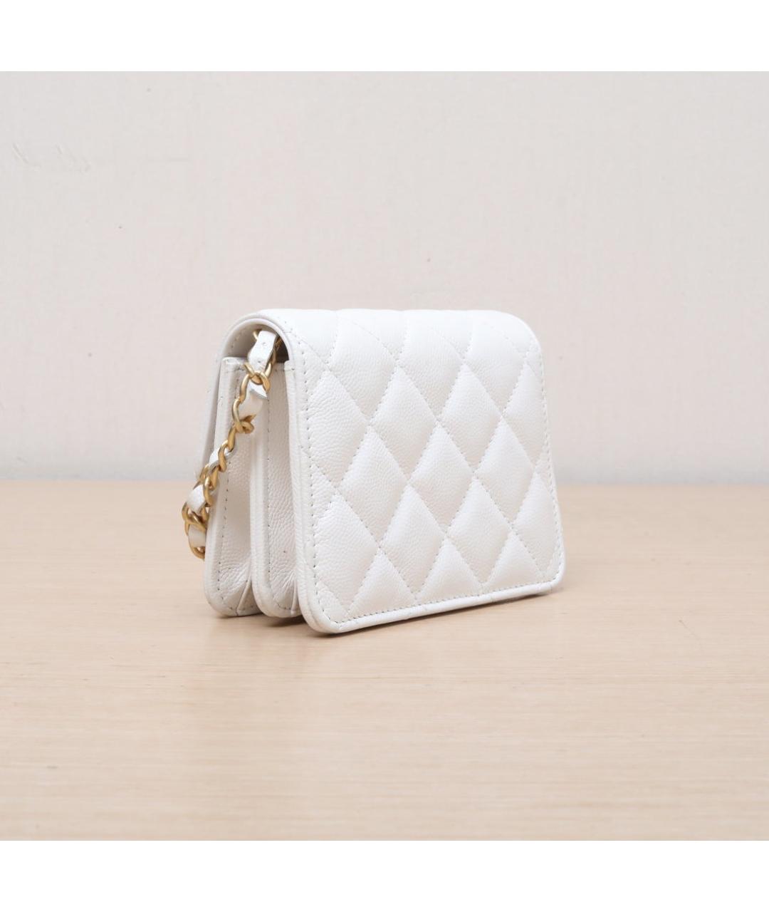CHANEL Белая кожаная сумка через плечо, фото 6