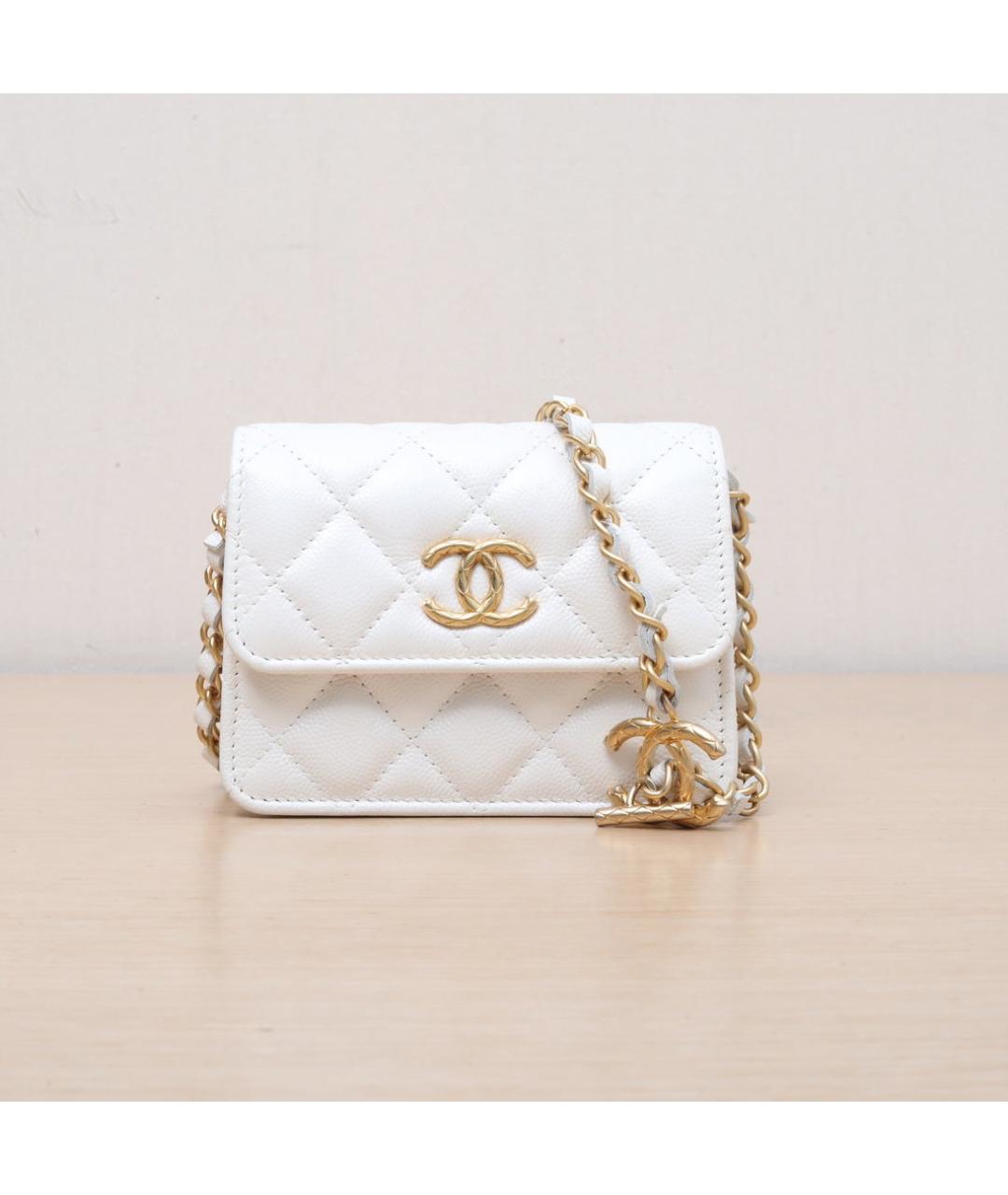 CHANEL Белая кожаная сумка через плечо, фото 3