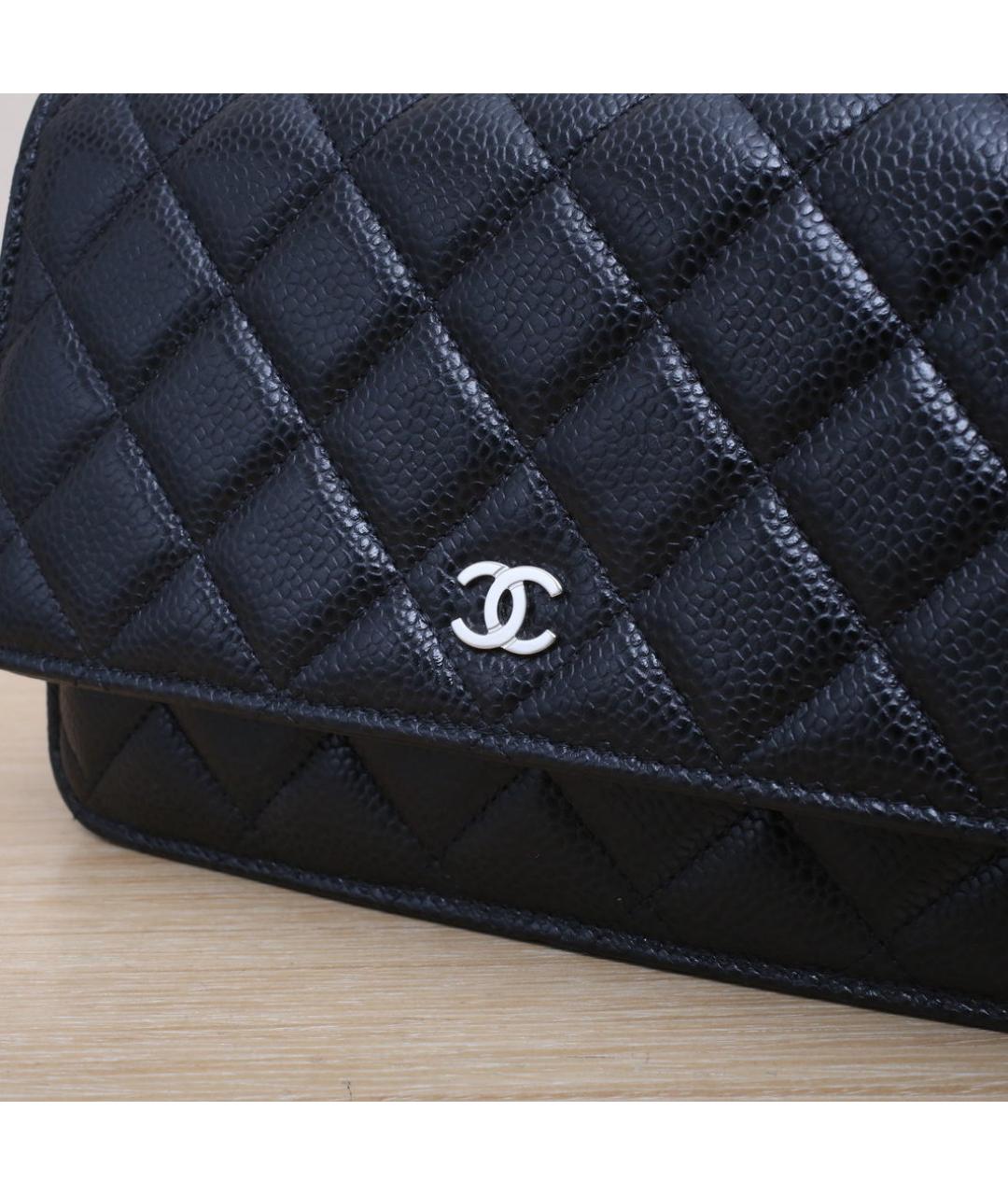 CHANEL Черная кожаная сумка через плечо, фото 8