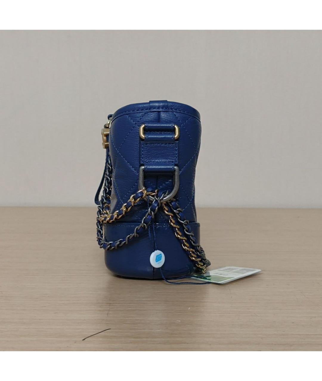 CHANEL Темно-синяя кожаная сумка через плечо, фото 3