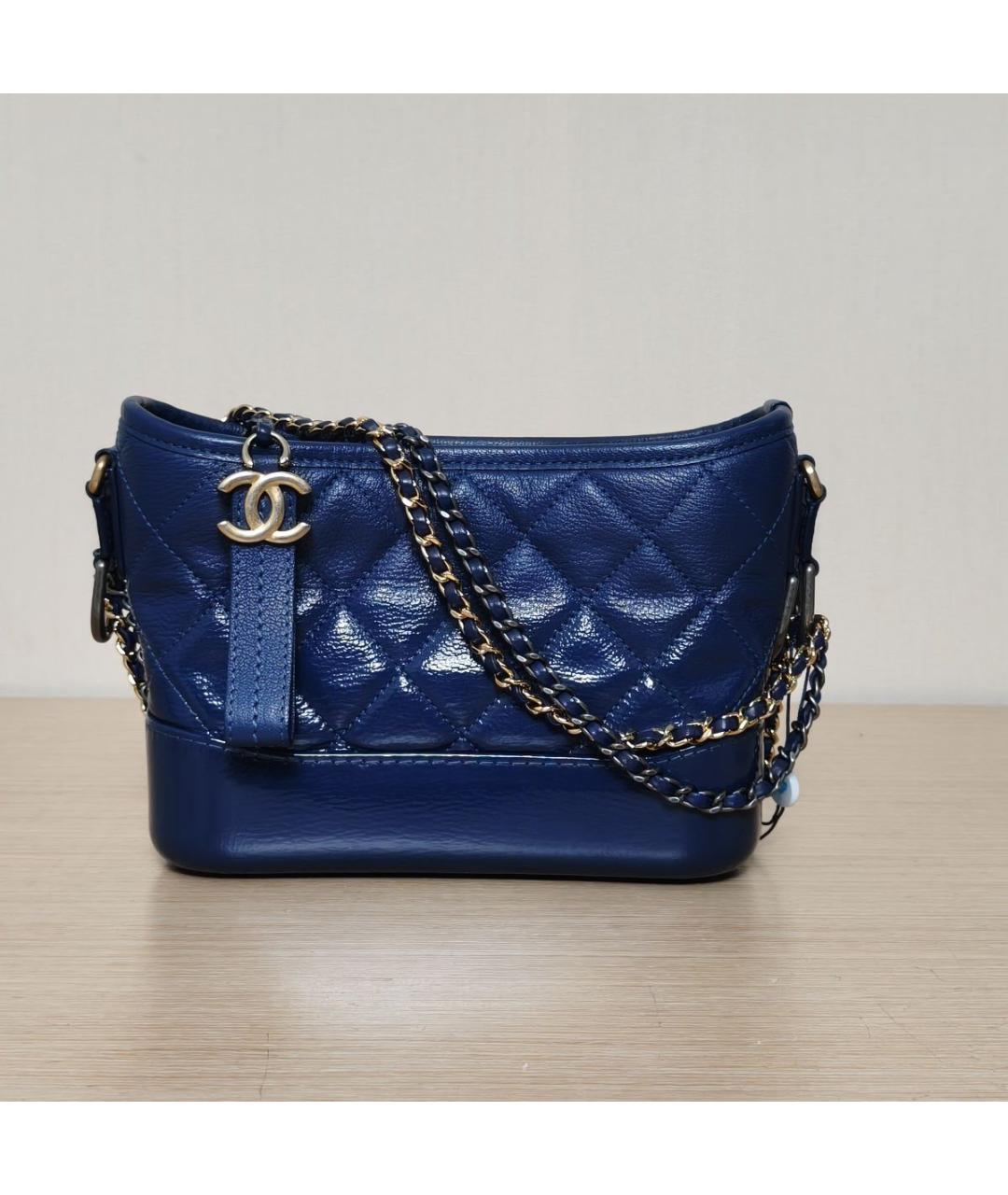 CHANEL Темно-синяя кожаная сумка через плечо, фото 2