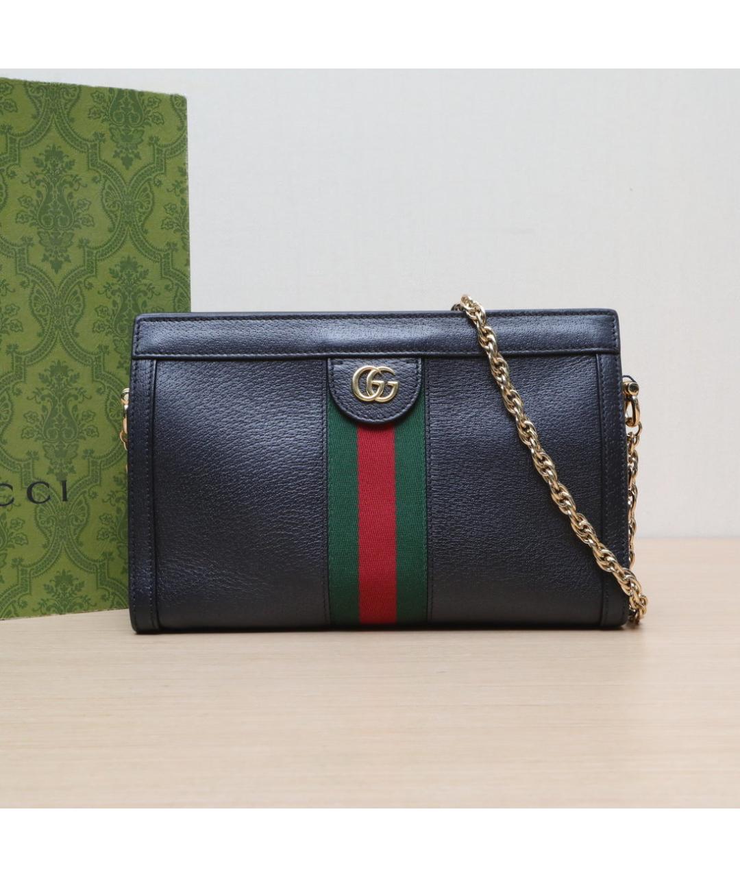 GUCCI Черная кожаная сумка через плечо, фото 2