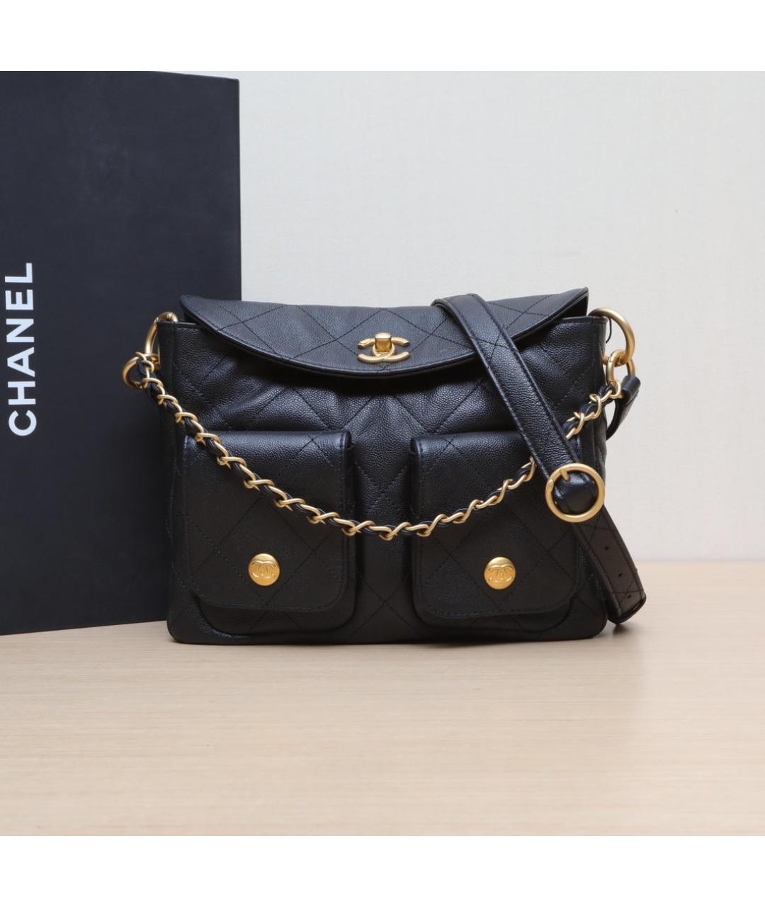 CHANEL Черная кожаная сумка через плечо, фото 2