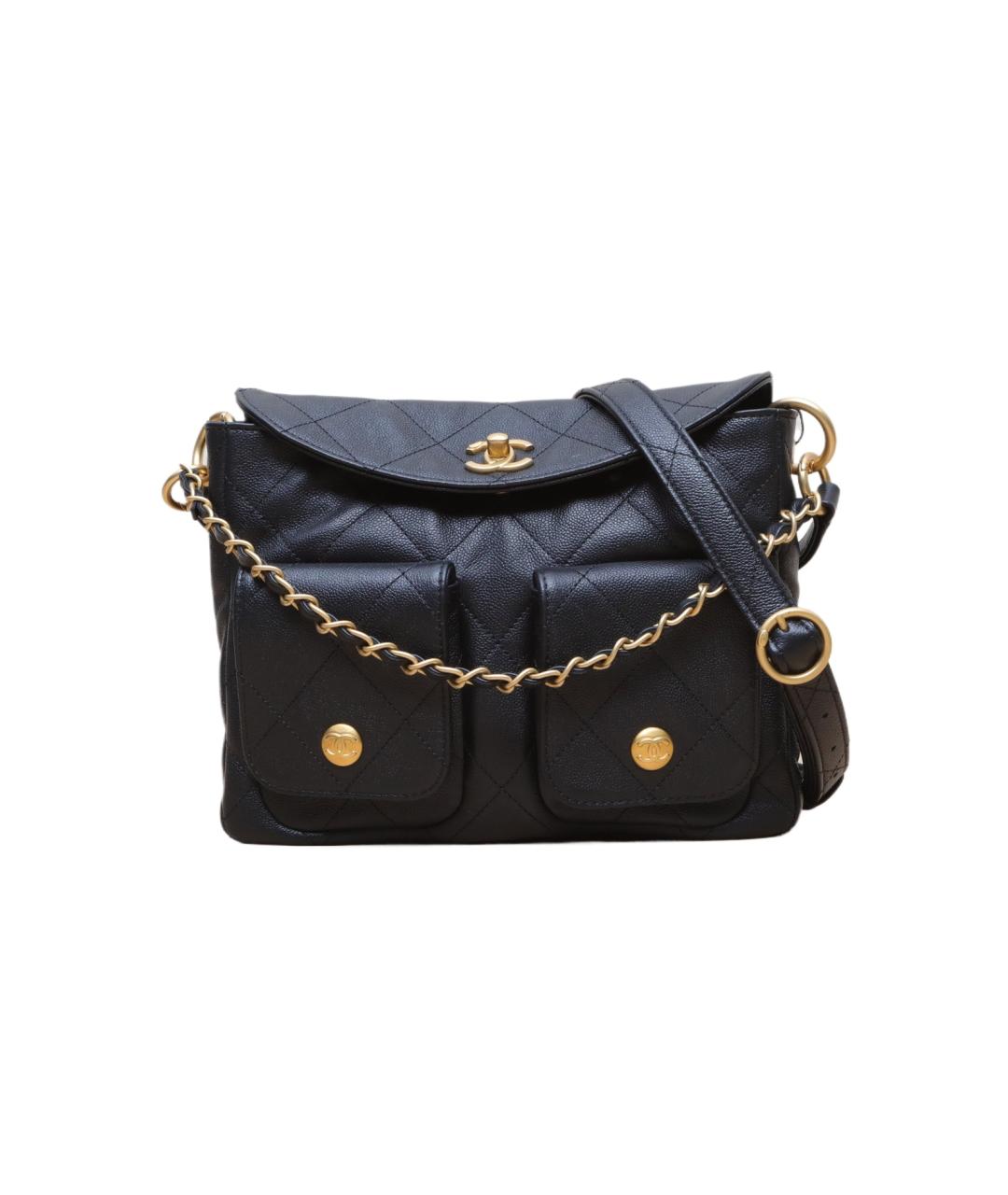 CHANEL Черная кожаная сумка через плечо, фото 1