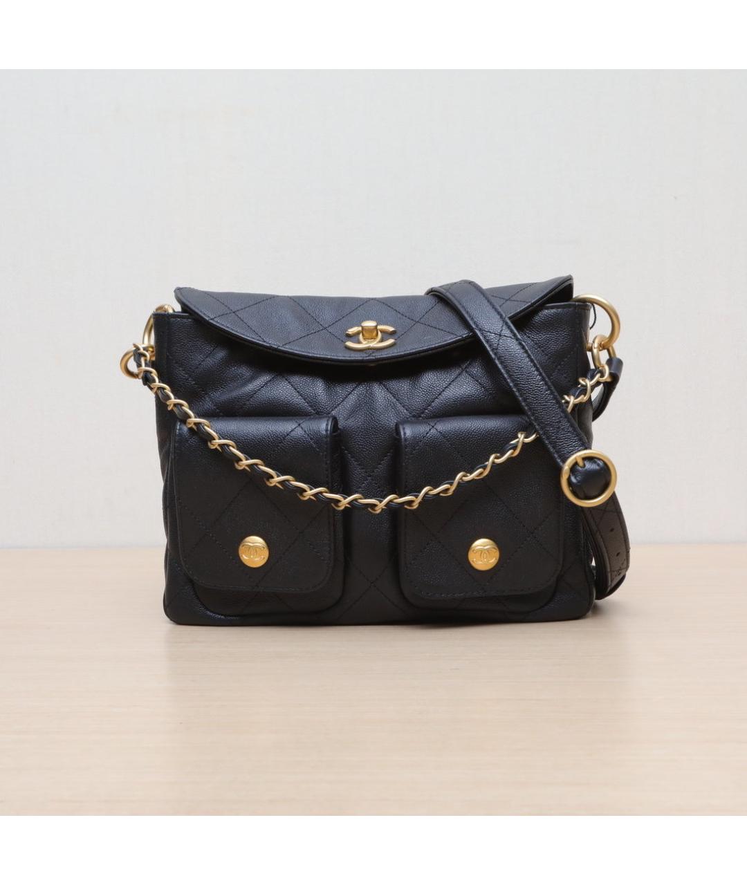 CHANEL Черная кожаная сумка через плечо, фото 3