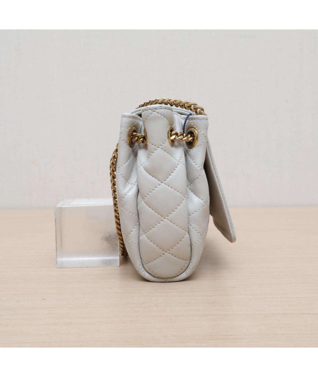 SAINT LAURENT Белая кожаная сумка через плечо, фото 5