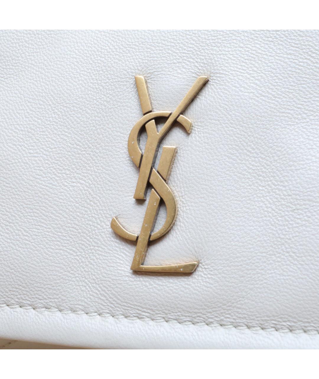 SAINT LAURENT Белая кожаная сумка через плечо, фото 7