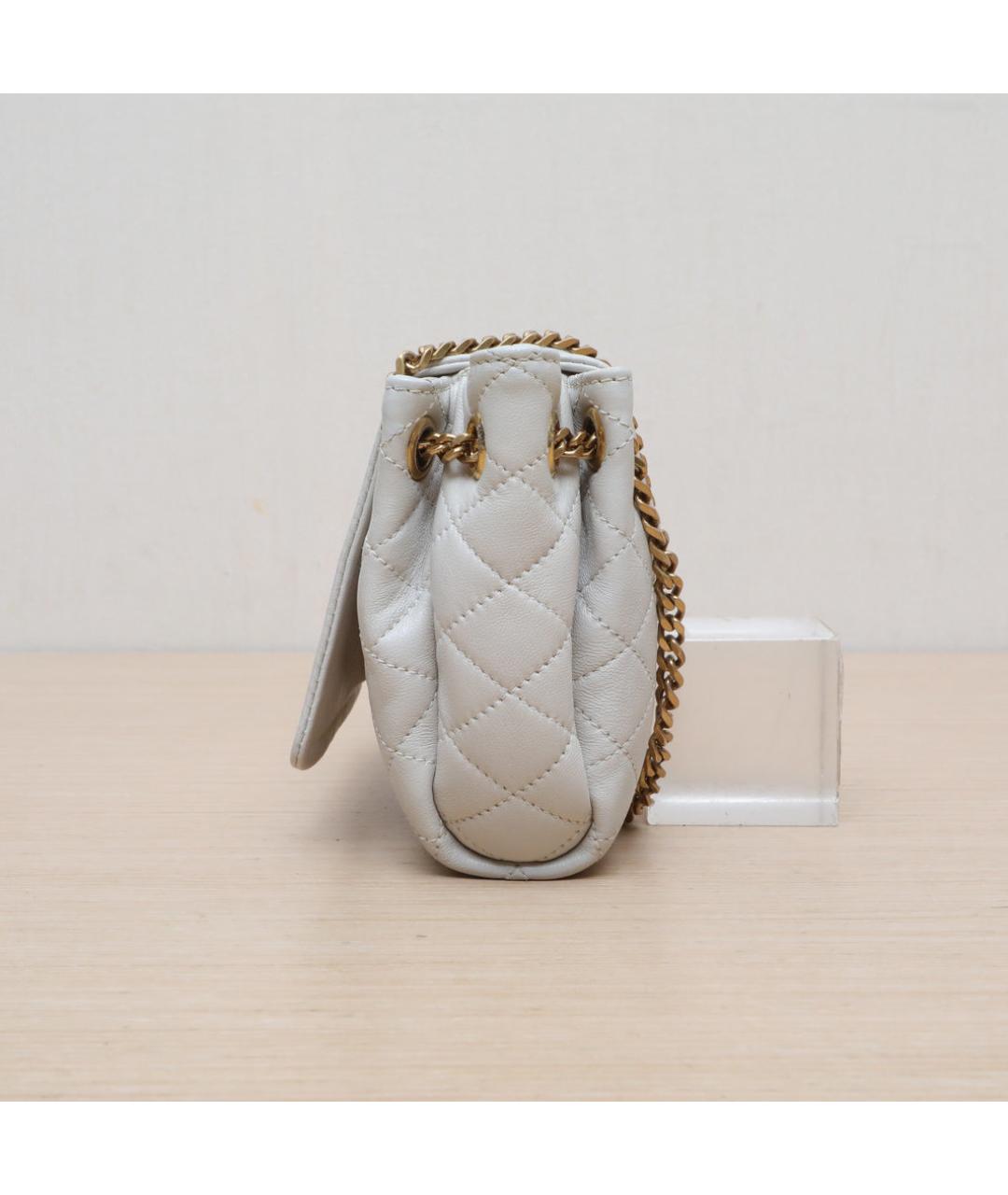 SAINT LAURENT Белая кожаная сумка через плечо, фото 4