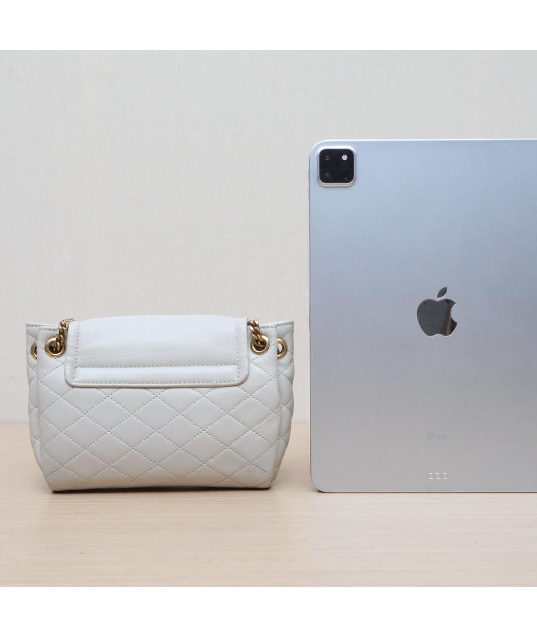 SAINT LAURENT Белая кожаная сумка через плечо, фото 6