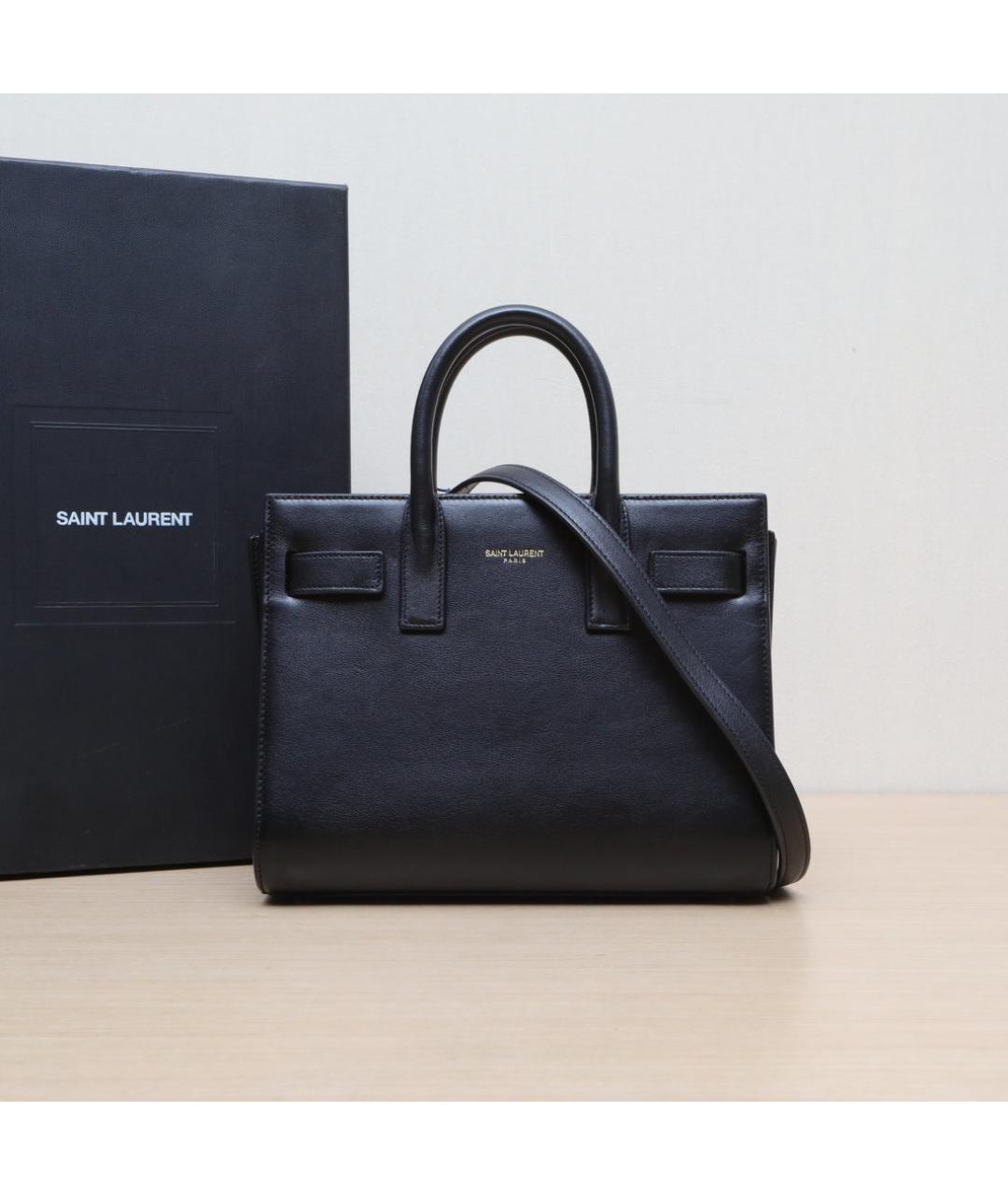 SAINT LAURENT Черная кожаная сумка через плечо, фото 2