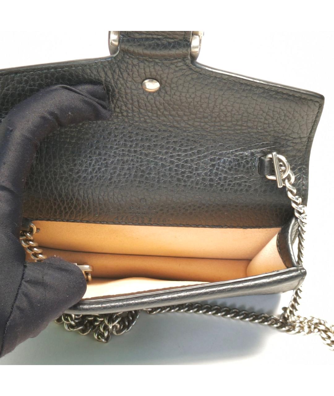 GUCCI Черная кожаная сумка через плечо, фото 8