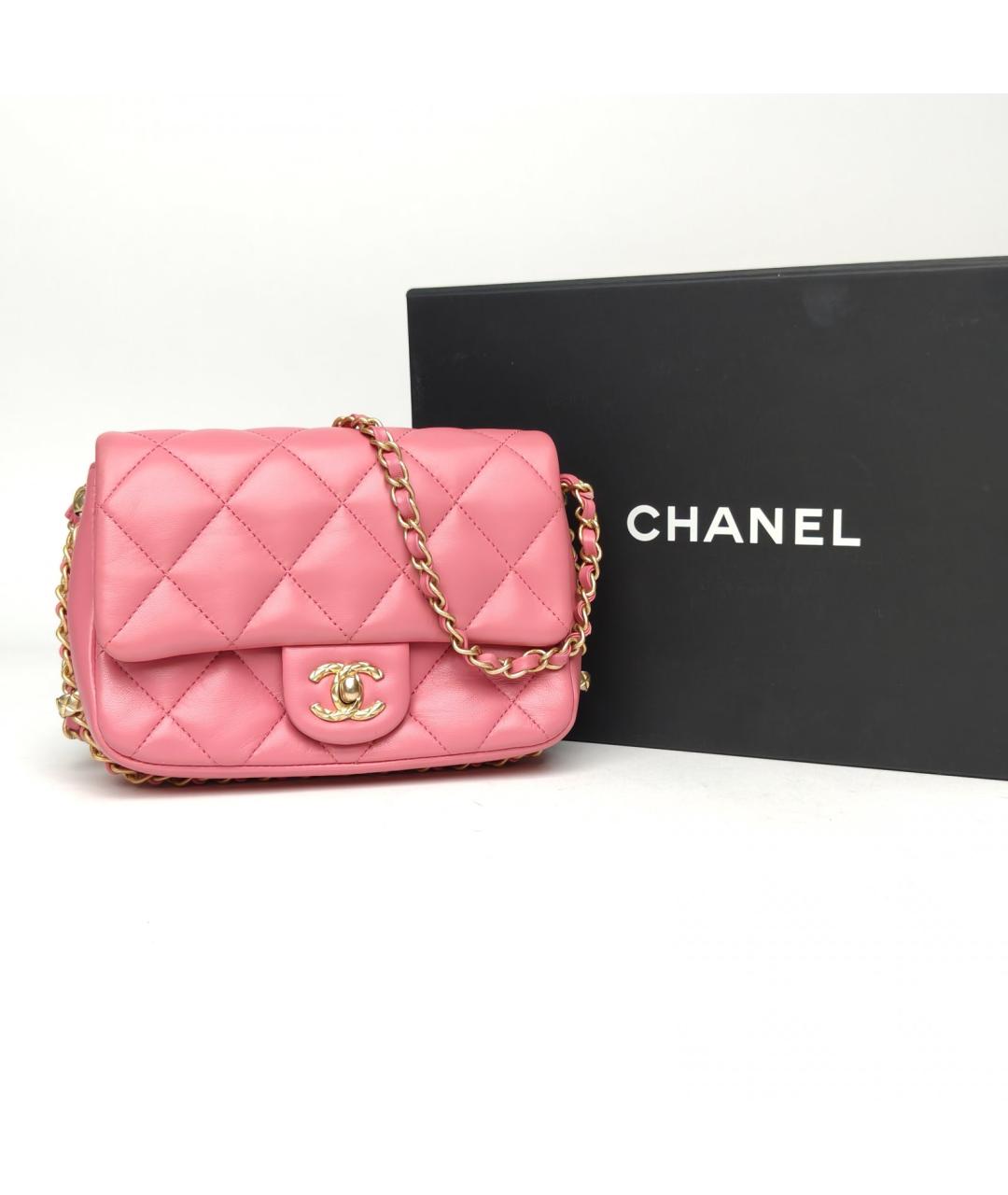 CHANEL Розовая кожаная сумка через плечо, фото 9