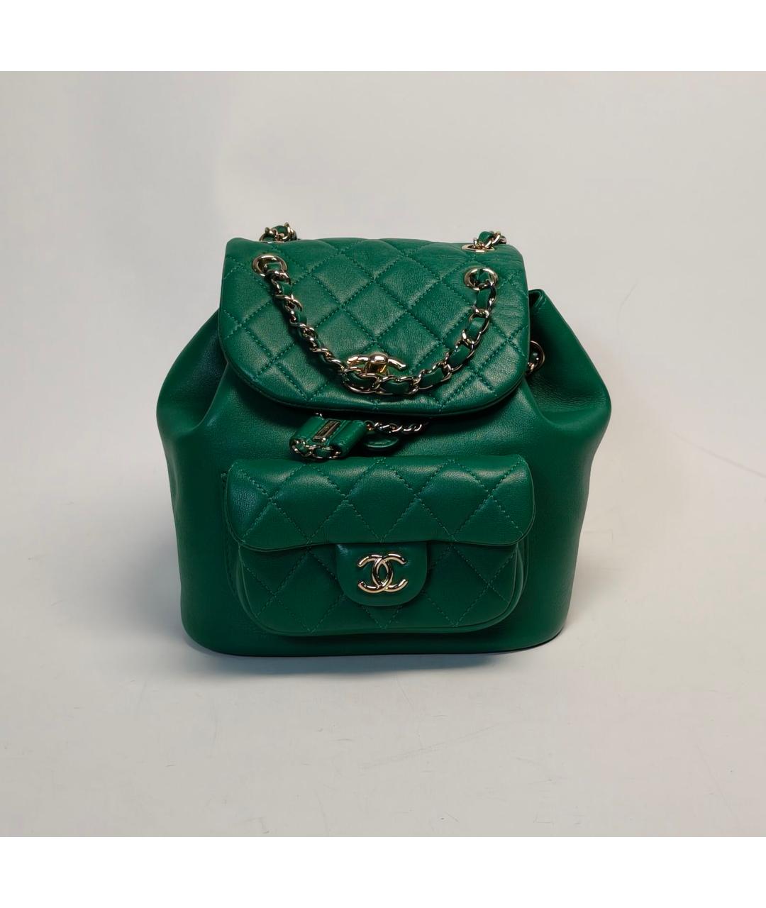 CHANEL Зеленый кожаный рюкзак, фото 2
