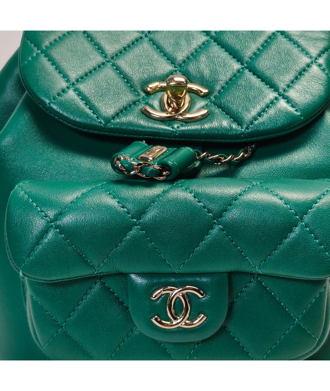 CHANEL Зеленый кожаный рюкзак, фото 7