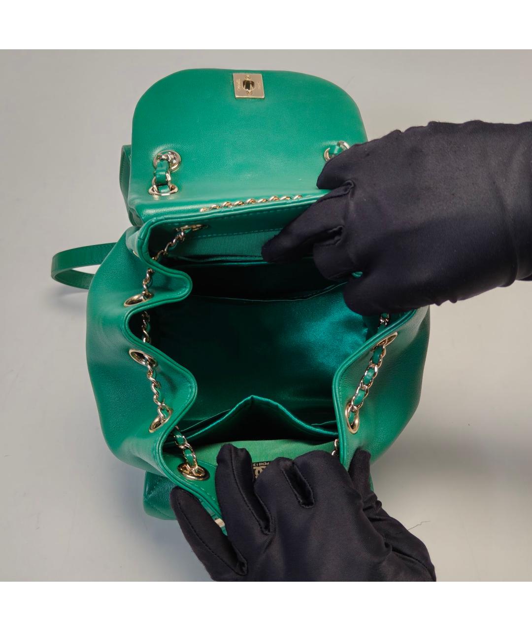 CHANEL Зеленый кожаный рюкзак, фото 8