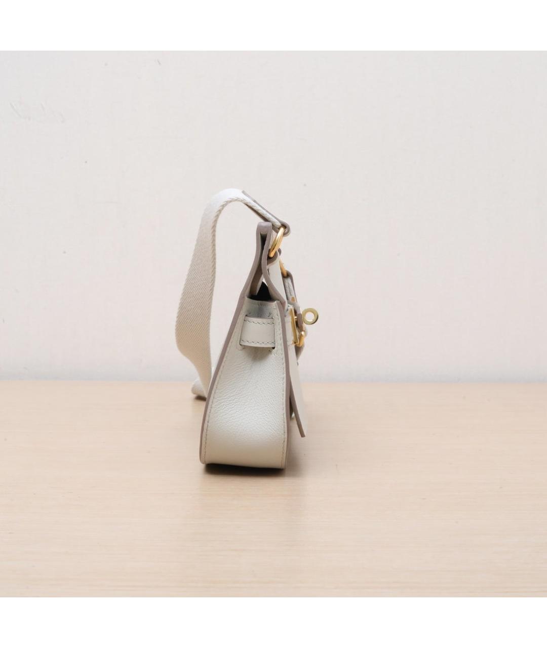 HERMES Белая кожаная сумка через плечо, фото 5