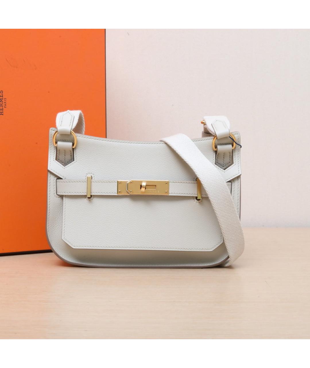 HERMES Белая кожаная сумка через плечо, фото 2