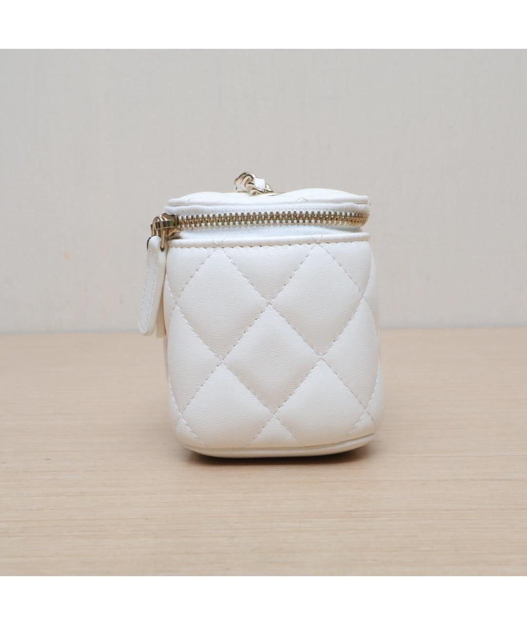 CHANEL Белая кожаная сумка через плечо, фото 5