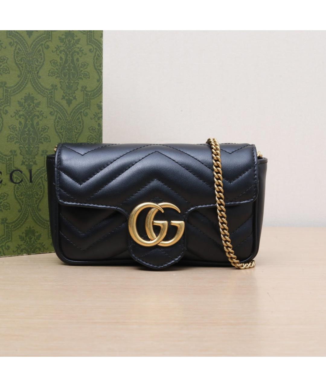 GUCCI Черная кожаная сумка через плечо, фото 2