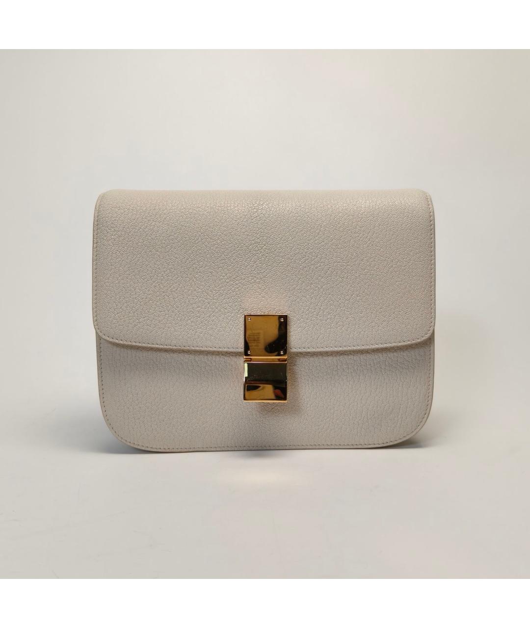 CELINE Белая кожаная сумка через плечо, фото 6