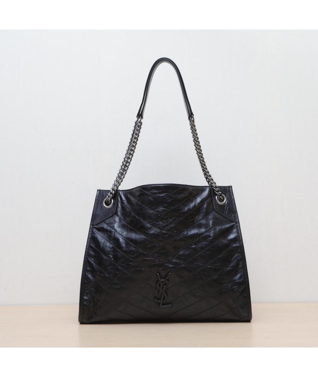 SAINT LAURENT Черная кожаная сумка через плечо, фото 3