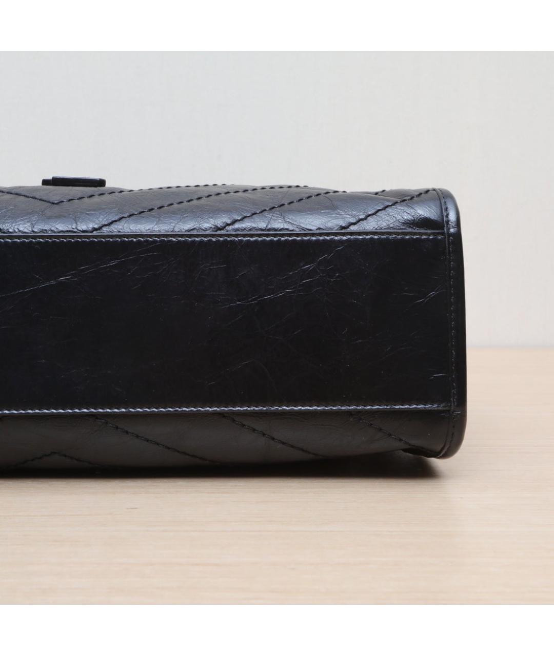 SAINT LAURENT Черная кожаная сумка через плечо, фото 9