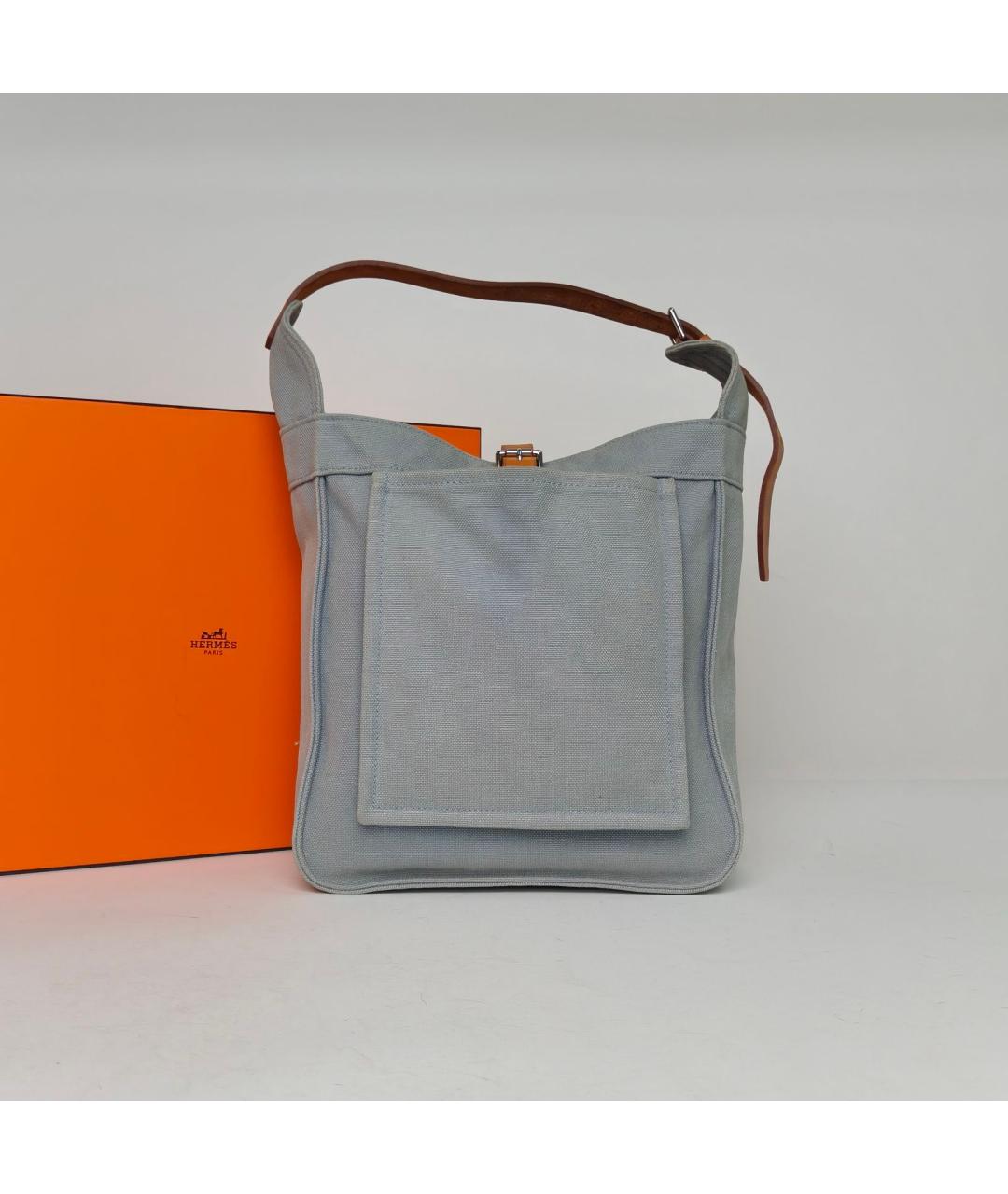 HERMES Синяя тканевая сумка через плечо, фото 7