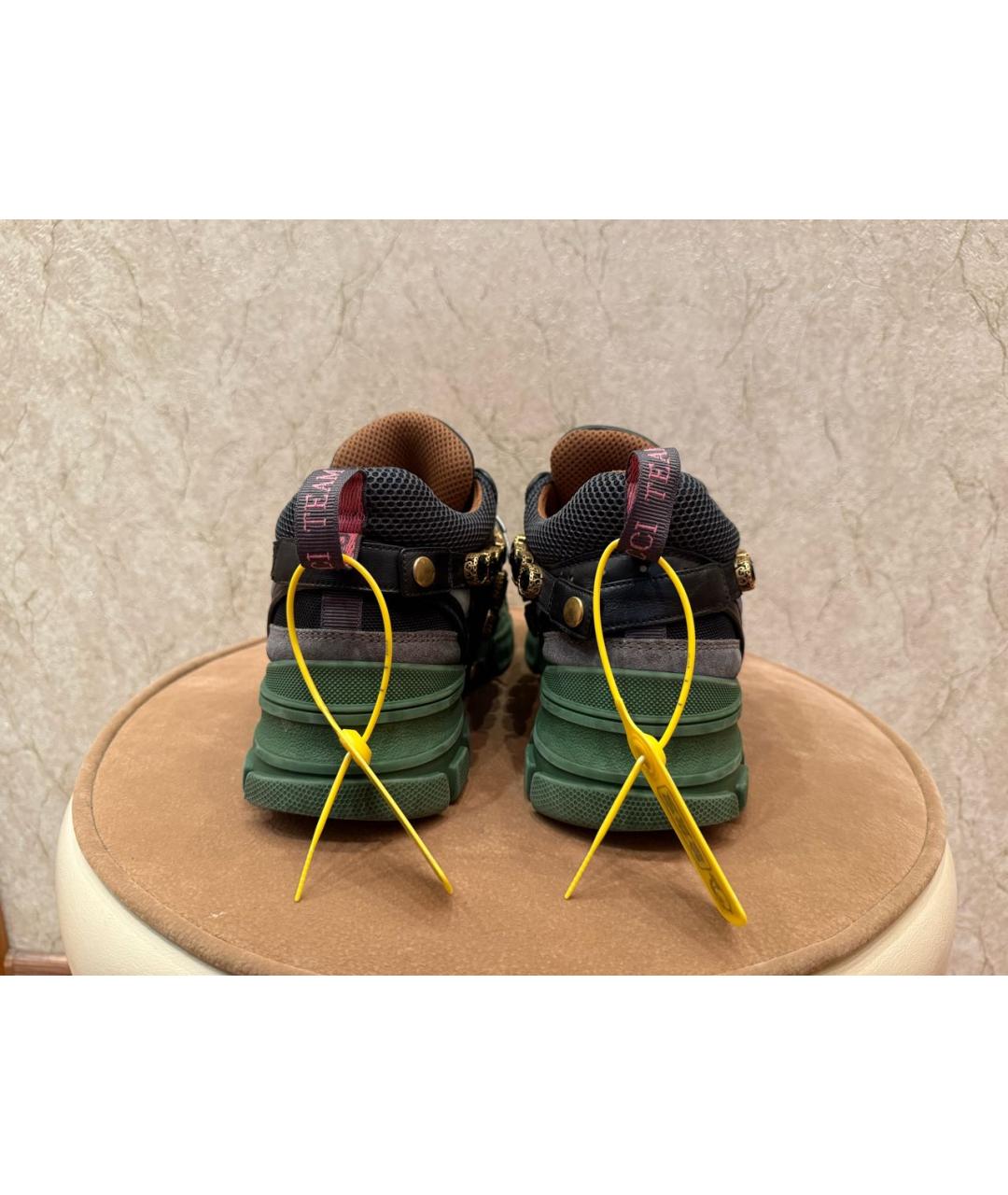 GUCCI Зеленые текстильные низкие кроссовки / кеды, фото 4