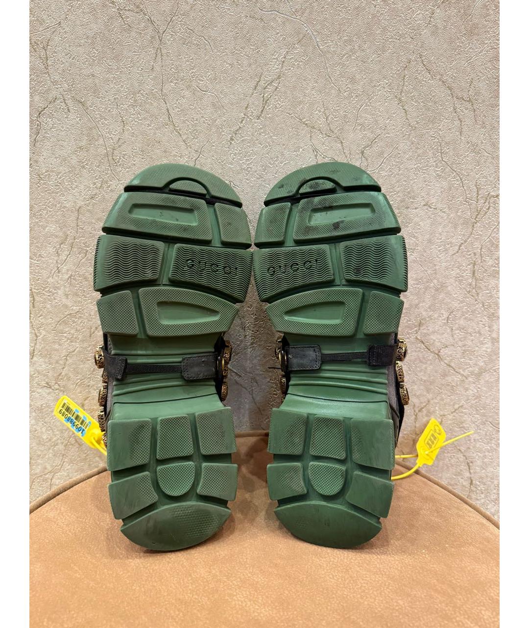 GUCCI Зеленые текстильные низкие кроссовки / кеды, фото 7