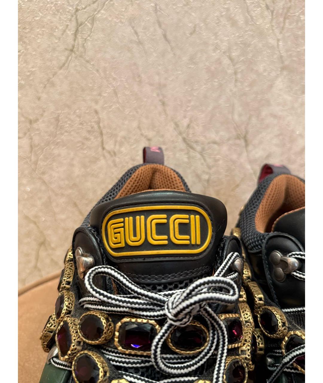 GUCCI Зеленые текстильные низкие кроссовки / кеды, фото 6