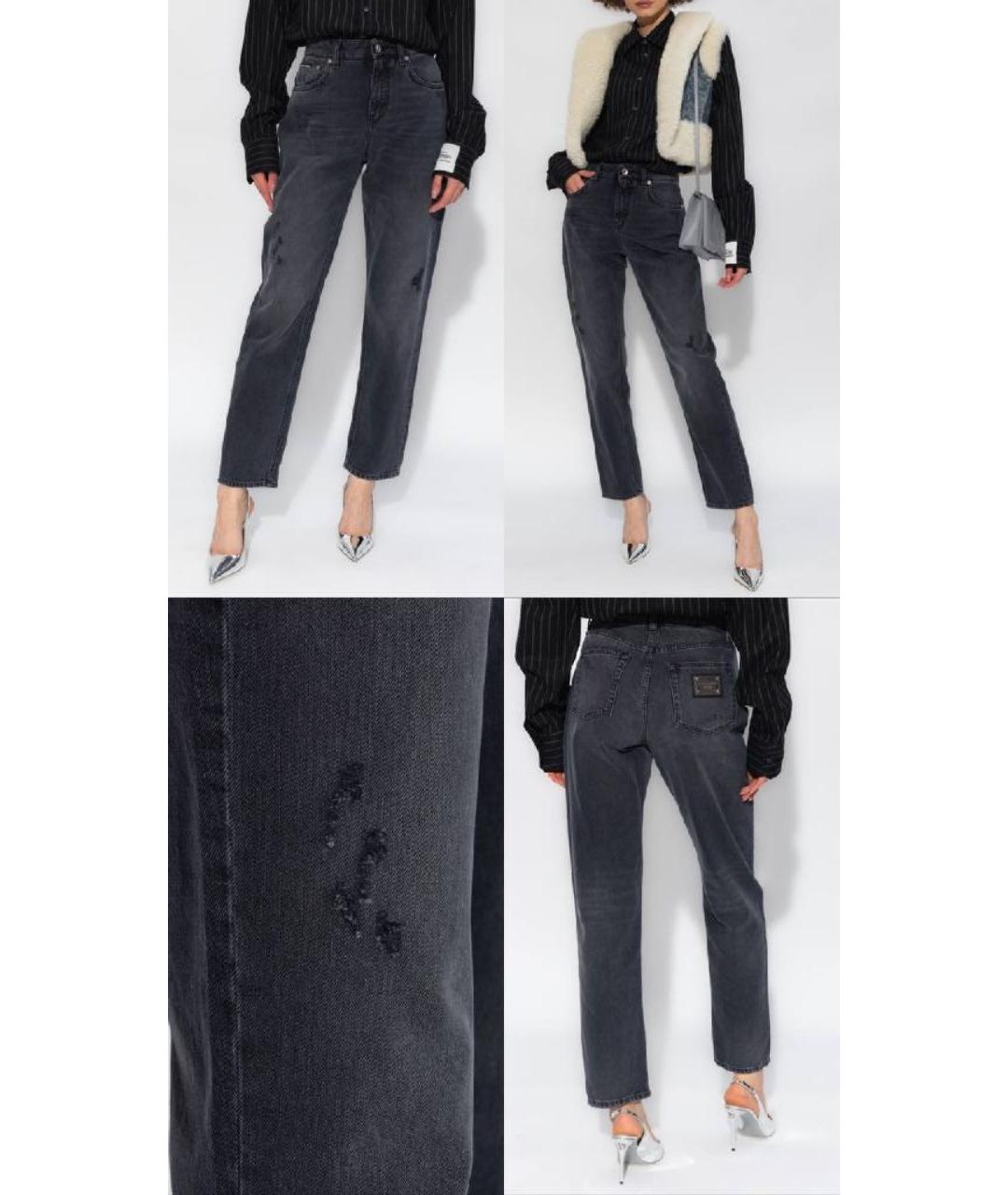 DOLCE&GABBANA Антрацитовые хлопковые прямые джинсы, фото 4