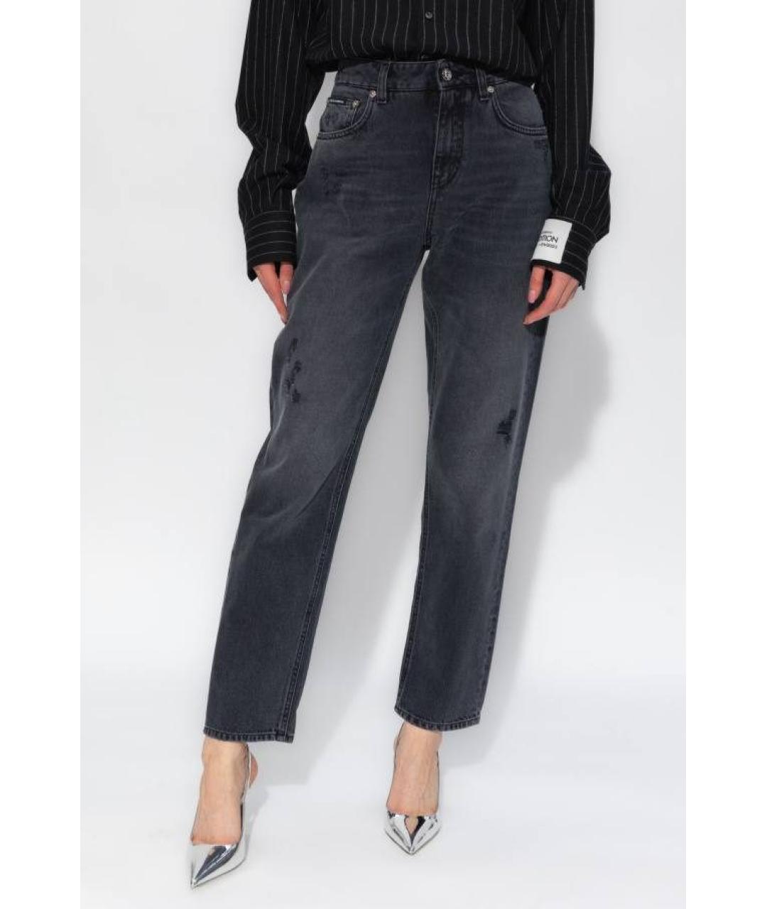 DOLCE&GABBANA Антрацитовые хлопковые прямые джинсы, фото 3