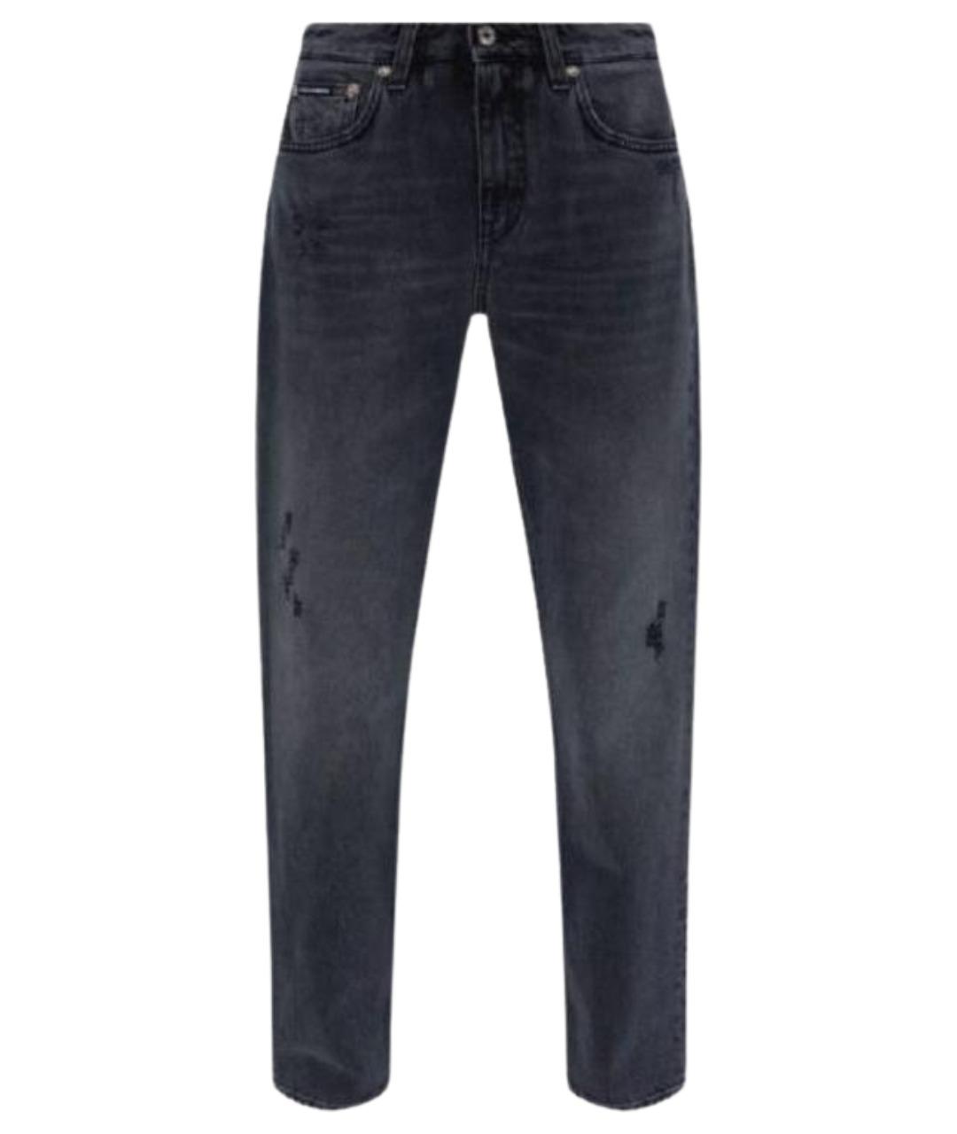 DOLCE&GABBANA Антрацитовые хлопковые прямые джинсы, фото 1