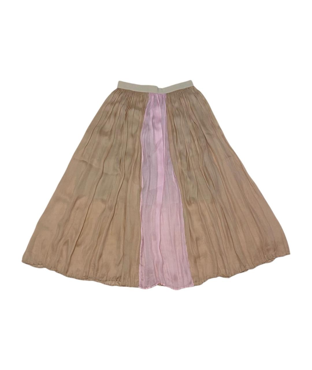 AGNONA Бежевая шифоновая юбка макси, фото 4