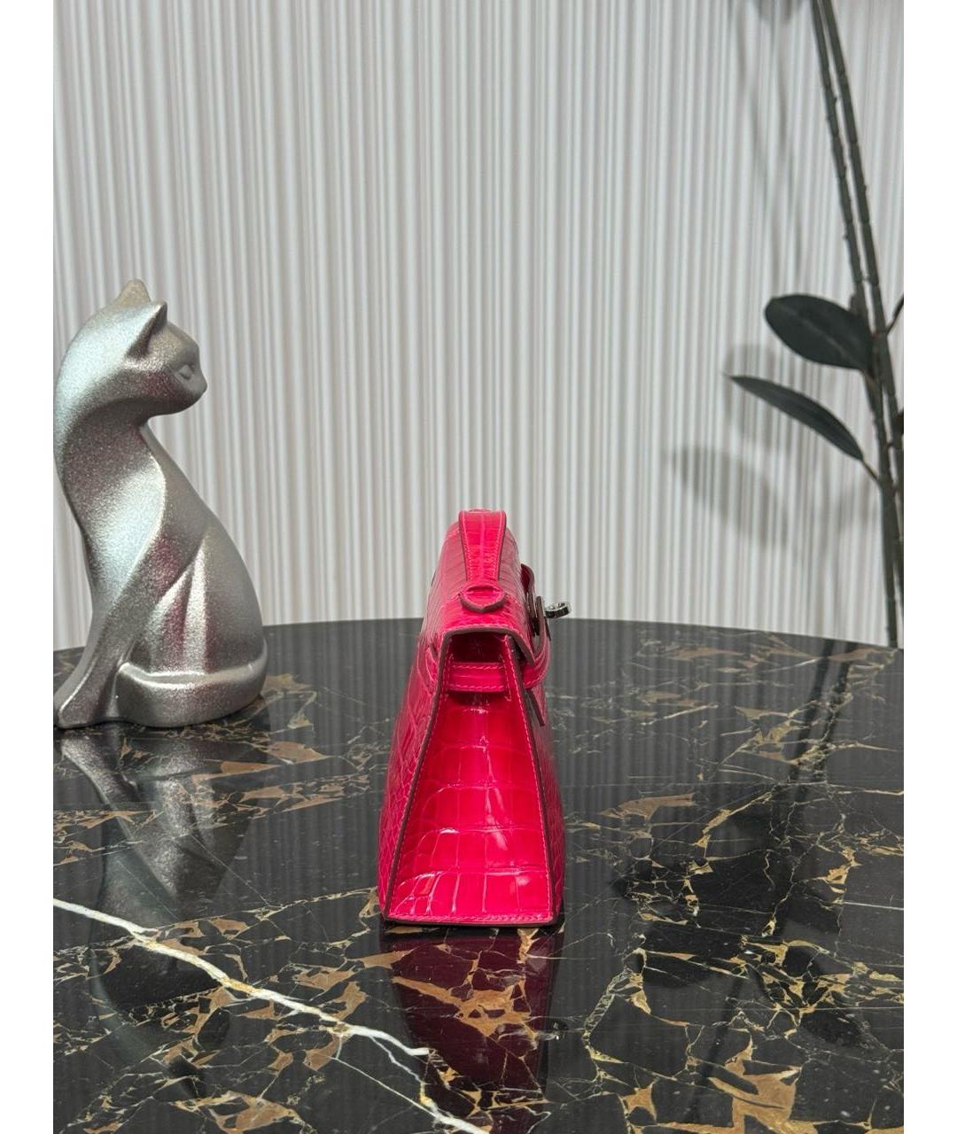 HERMES Красная сумка с короткими ручками из экзотической кожи, фото 2