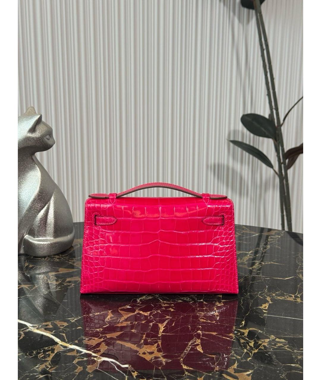 HERMES Красная сумка с короткими ручками из экзотической кожи, фото 3